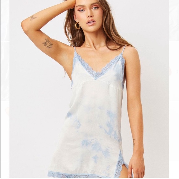 Frankie's Bikinis Dresses & Skirts - Frankie’s Bikinis Riley Lace Dress - Baby Blue Tie Dye